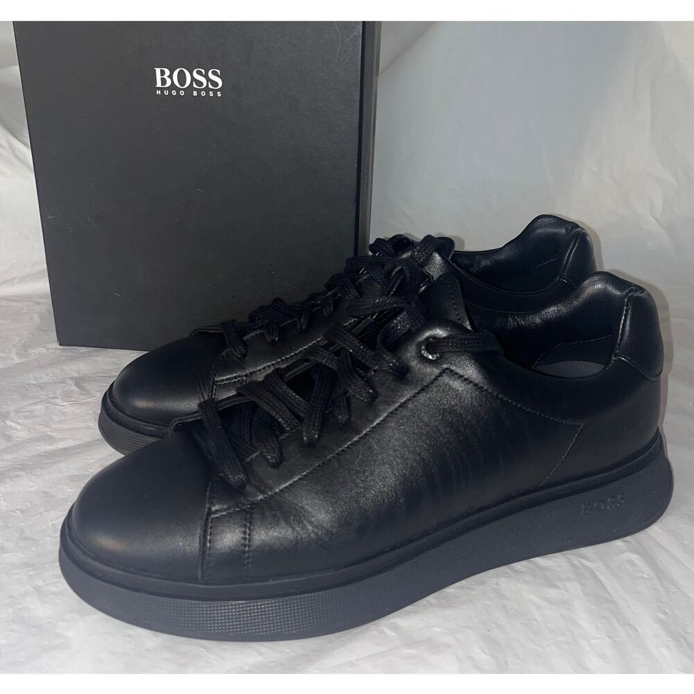 BOSS Hugo Boss Bulton Runn Leather Sneakers Black Men's US 9 EU 42 Portugal Box